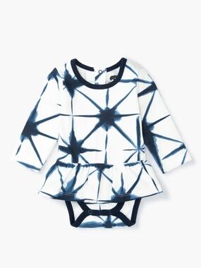 NWOT Monica and Andy Tie-Dye Peplum Baby Bodysuit - Navy & White